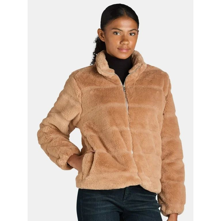 Time and Tru Women's and Women's Plus Faux Fur Channel Jacket, Sizes XS-3X | Walmart (US)