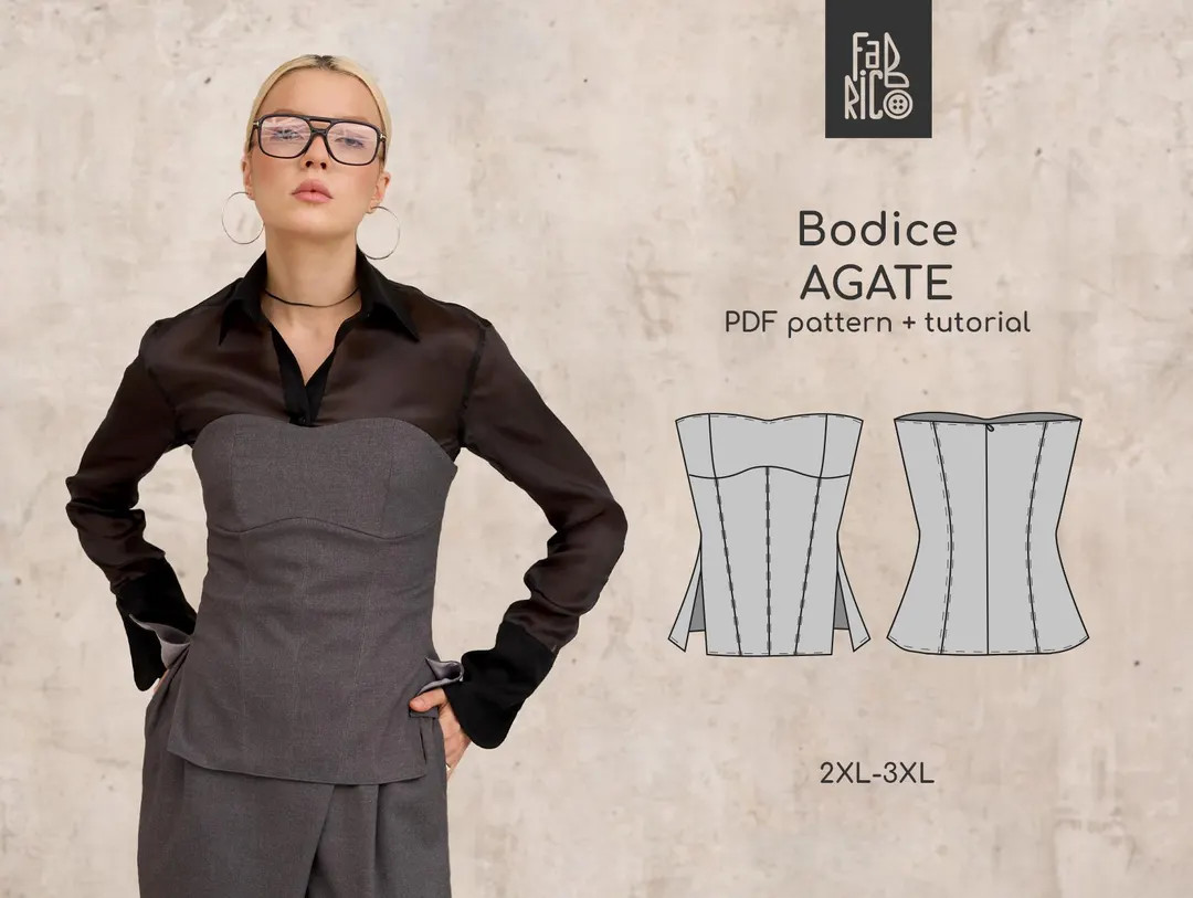 Bodice PDF Sewing Pattern 2XL-3XL Size/ EU 46-48/ Bustier Top Sewing Pattern/ Corset Top Pattern ... | Etsy (US)