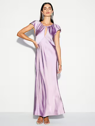 The Occasion by Old Navy Flutter-Sleeve Keyhole Satin Maxi Dress | Old Navy (US)