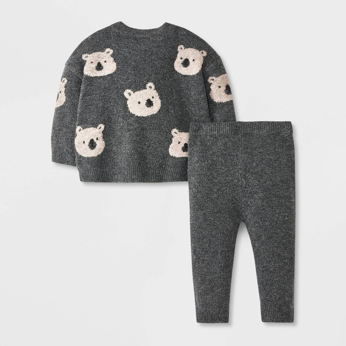 Baby Printed Bear Sweater Set - Cat & Jack™ Dark Gray | Target