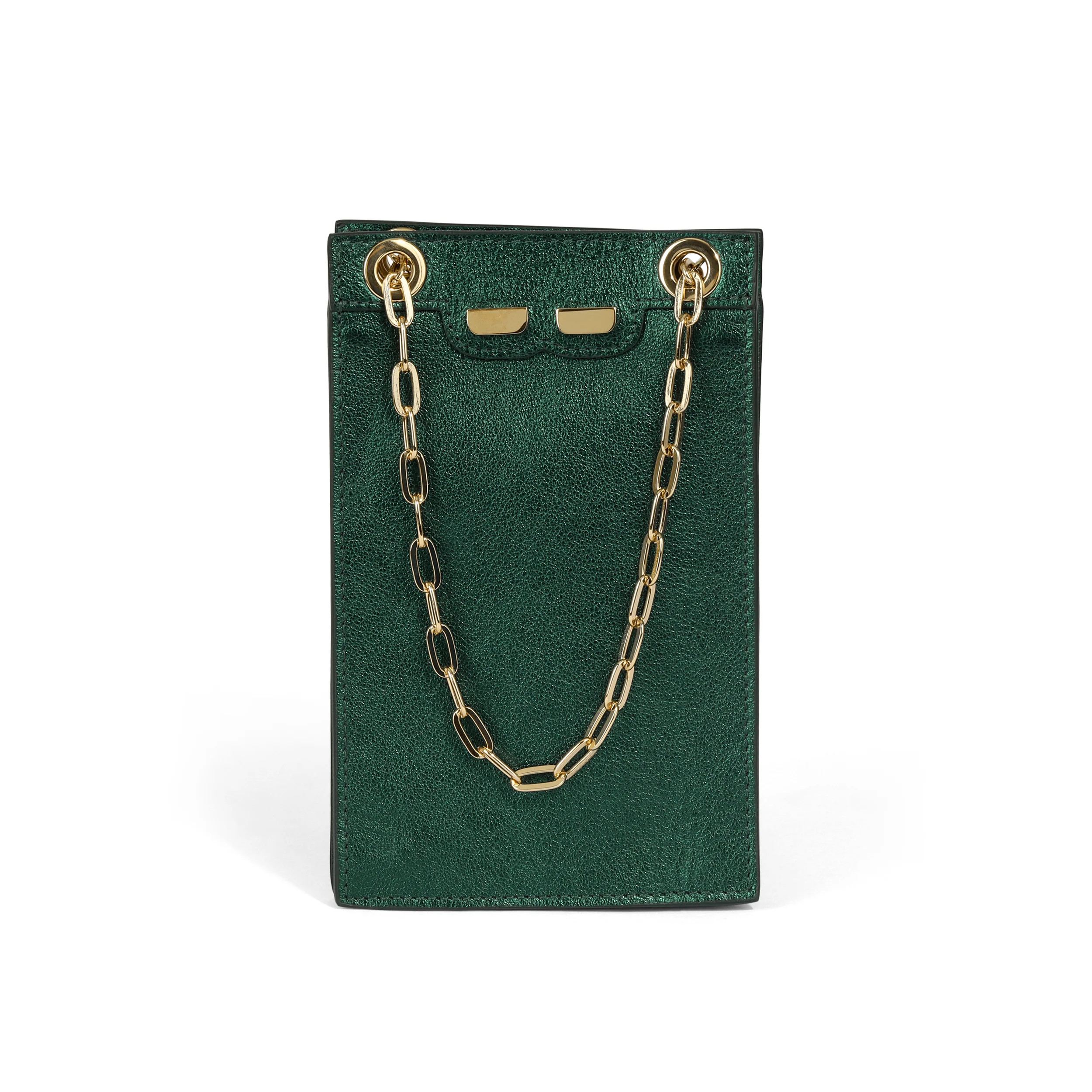 Catherine Cellphone Pouch in Metallic Green | BENE