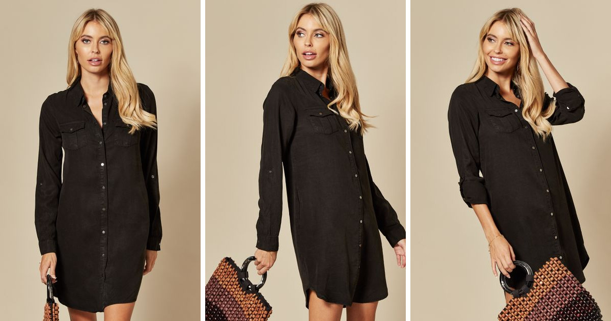 Shirt Dress In Black | VM | SilkFred | SilkFred