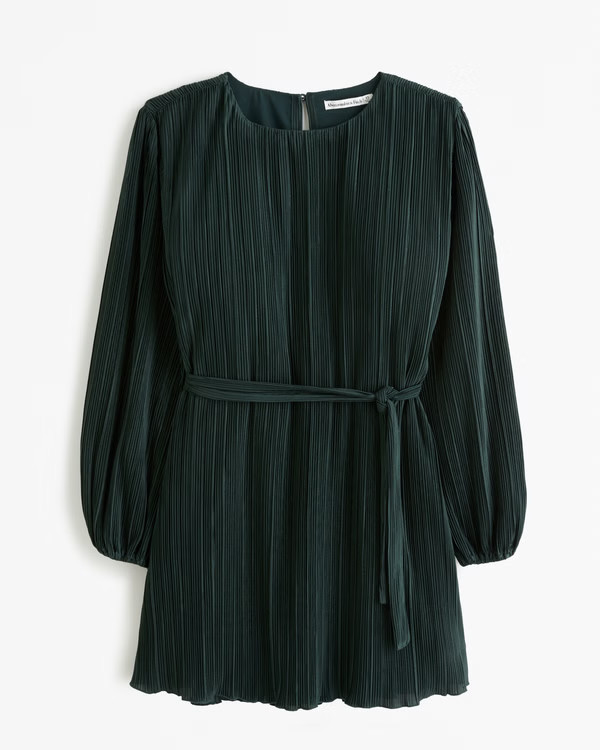 Satin Plisse Easy Mini Dress | Abercrombie & Fitch (US)
