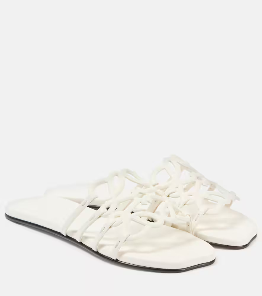 Loewe Petal Anagram leather slides | Mytheresa (UK)