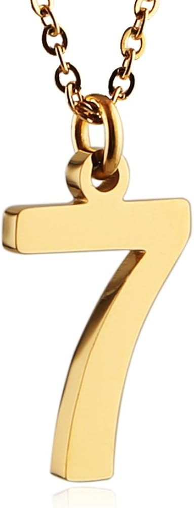 HZMAN Womens Stainless Steel Number 0-9 Pendant Necklace Gold | Amazon (US)