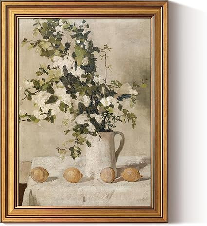 ARPEOTCY Gold Framed Canvas Art Prints,12x16inch, Vintage Lemons and Floral Art Painting, Rustic ... | Amazon (US)