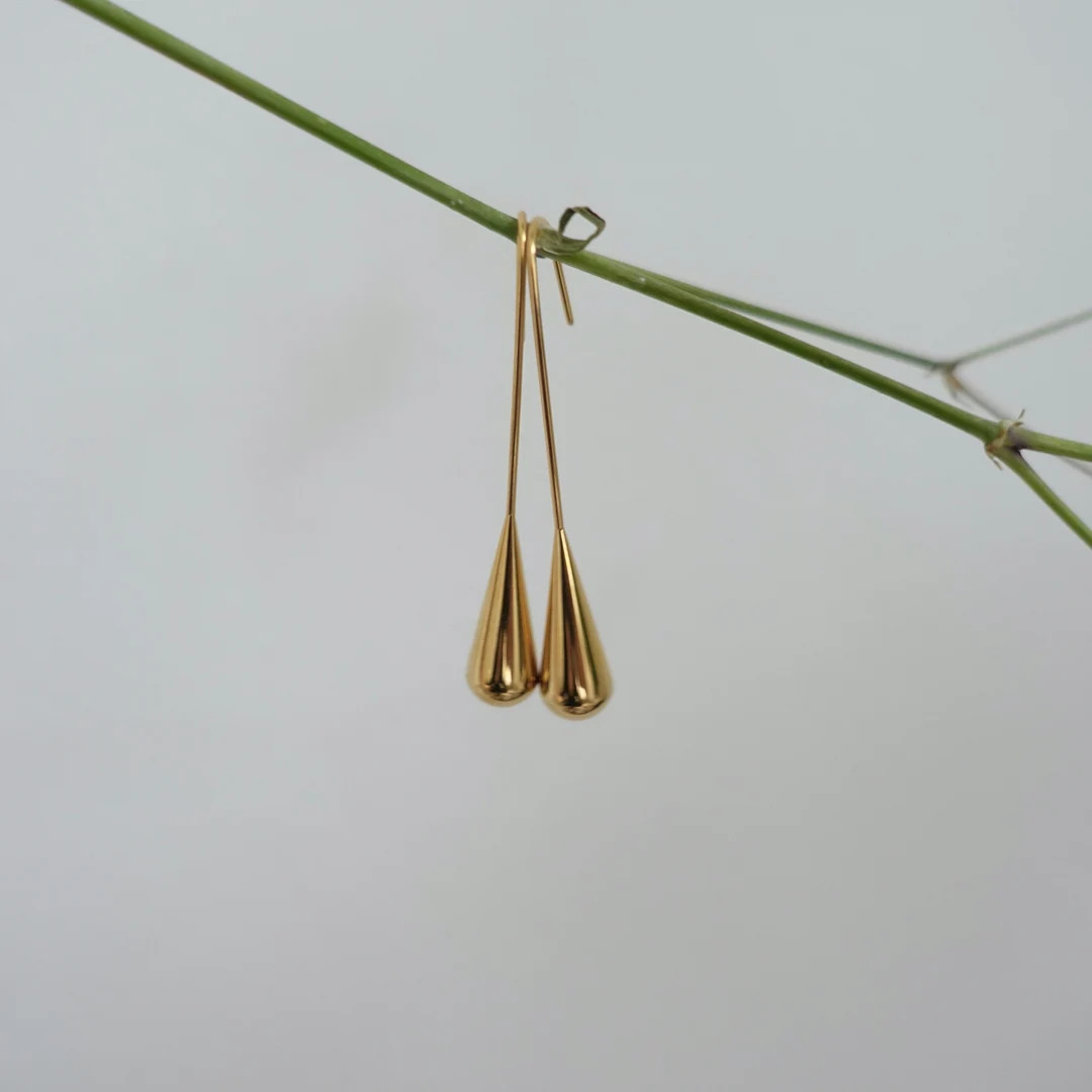 Gold Waterdrop Earrings Gold Drop Earrings Minimalist Gold - Etsy UK | Etsy (UK)