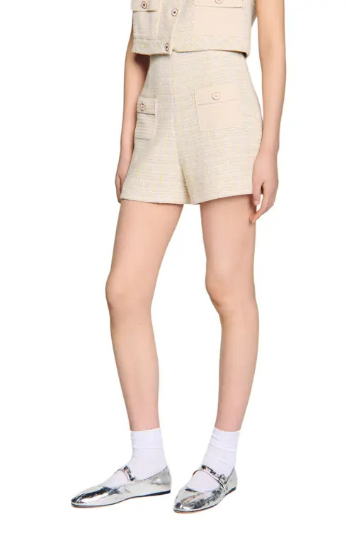 SANDRO Decorative tweed shorts in Yellow /Ecru at Nordstrom, Size 40 Eu | Nordstrom