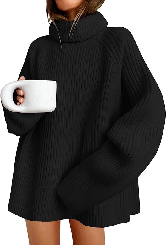 ZESICA Women's 2023 Winter Sweaters Oversized Turtleneck Long Sleeve Chunky Knitted Tunic Pullove... | Amazon (US)