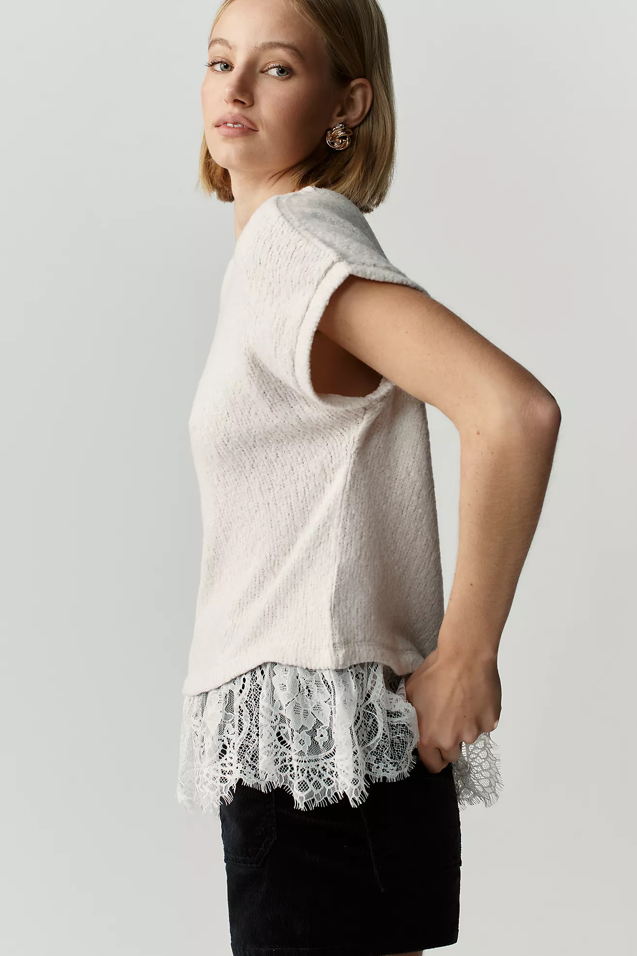 Maeve Ruffled Lace Tee | Anthropologie (US)