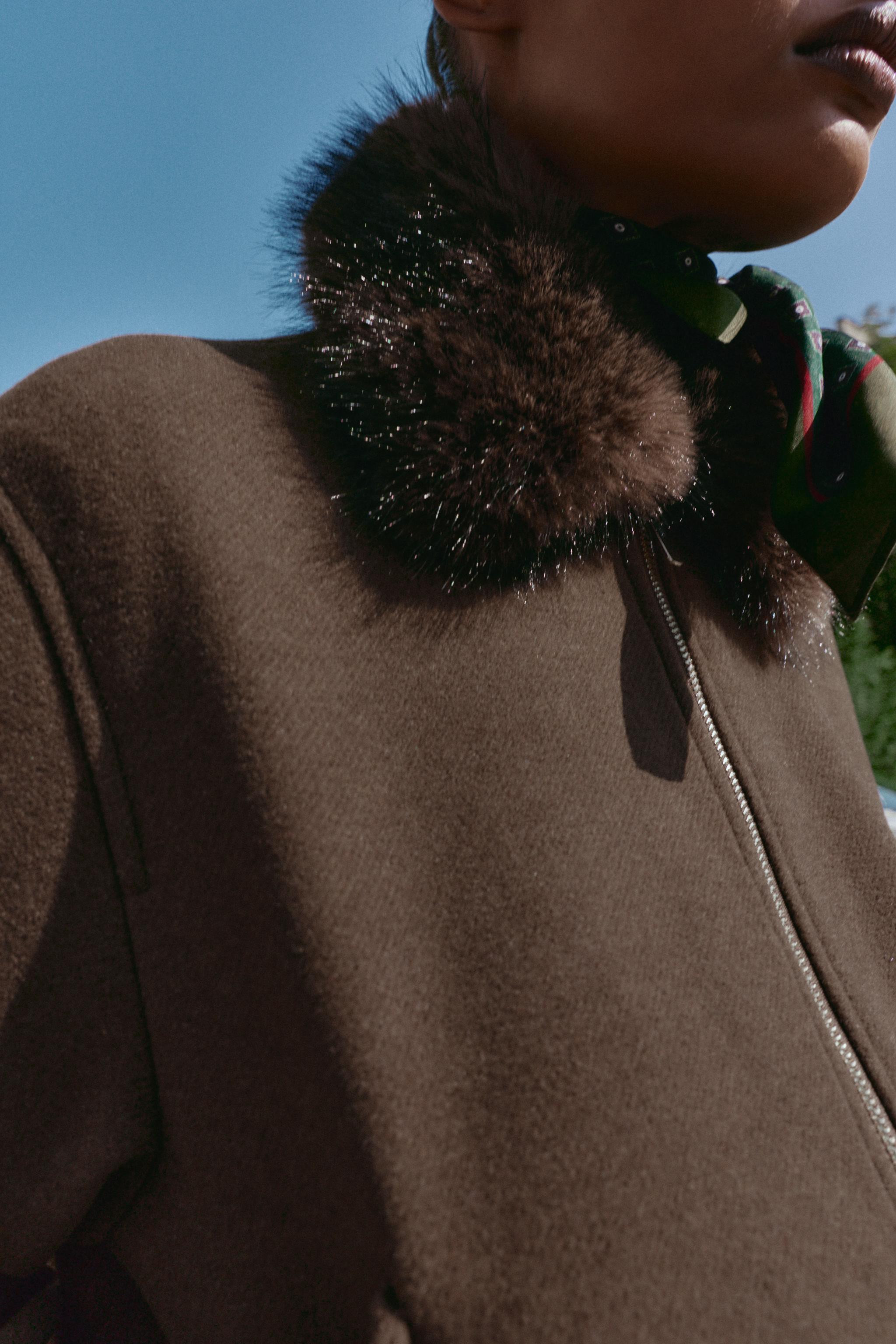 SOFT FAUX FUR COLLAR BOMBER JACKET | Zara US