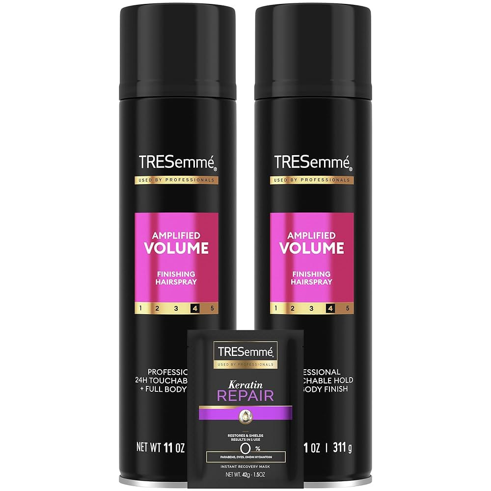 TRESemmé Hairspray, Total Volume, 2-Pack + Keratin Repair Hair Mask – Moisturizing Hair Spray,... | Amazon (US)