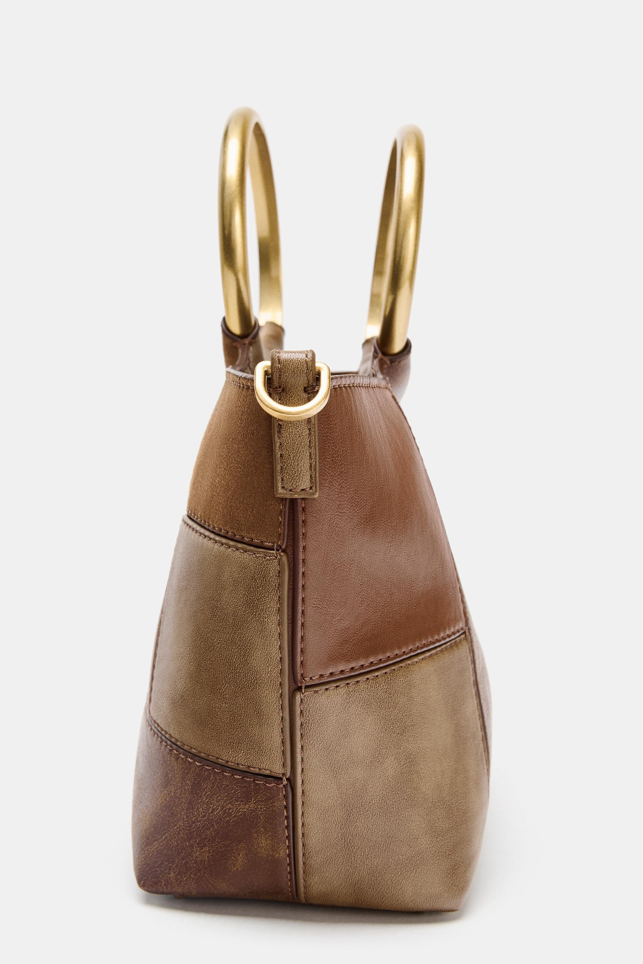 PATCHWORK RIGID HANDLE MINI BUCKET BAG | Zara US
