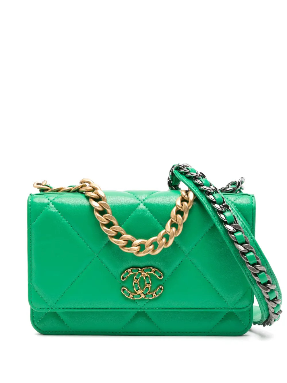 CHANEL Pre-Owned 19 wallet on chain - Green | Farfetch Global