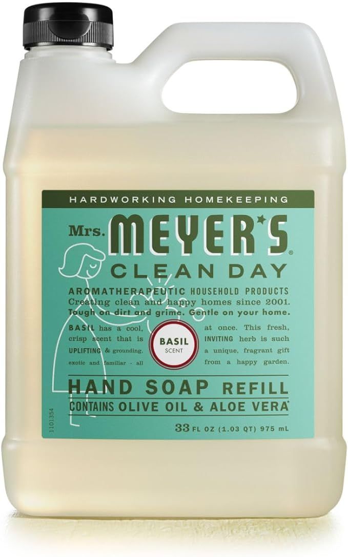 Mrs. Meyer's Hand Soap Refill, Made with Essential Oils, Biodegradable Formula, Basil, 33 fl. oz | Amazon (US)