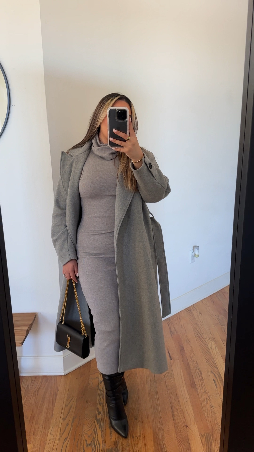 A monochromatic winter outfit 🩶 

Wearing size M in the dress
& M in the wool coat (the one in video is from Zara; dupes linked below)#LTKstyletip #LTKmidsize

#LTKSeasonal