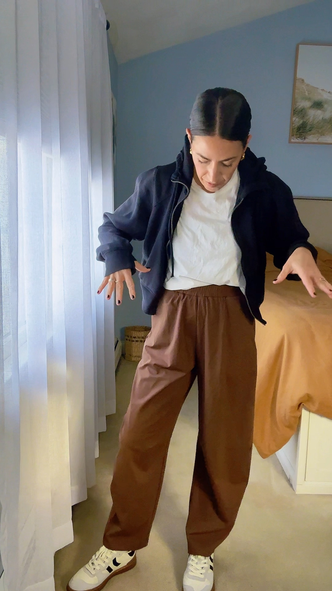 These Amazon pants are awesome. Cropped, barrel leg, but graze the top of my sneaker at 5’2. They are airy without being too thin where you will feel cold air sneaking in. 
These sneaker are also my new favorites. I love a classic white and black combo and I’m loving this new brand. A bit unique to all the other regulars.
Pants and sweatshirt- xs

#LTKmomlife #LTKPetite #LTKOver40