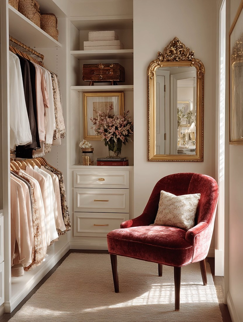 Your dressing room doesn’t need more clothes.
It needs intention.

Upgrade your space with one elegant velvet chair — a place to sit, pause, and actually enjoy the process of getting dressed. Pair it with a statement antique-style wall mirror, because everything you own deserves to be seen properly.

Getting dressed should never feel chaotic. That “I have everything but nothing to wear” feeling usually comes from rushing. When you sit down, sip your coffee, flip through a magazine, or scroll for inspiration, you create outfits instead of grabbing pieces.

This is your elegant dressing corner.
A space for slow, calm, intentional mornings.
A place where style becomes thoughtful — not frantic.

Lounging in your dressing room?
Yes. We’re officially making it a thing.

#DressingRoomRefresh
#ClosetGoals
#IntentionalLiving
#ElegantHome 

 #LTKHome