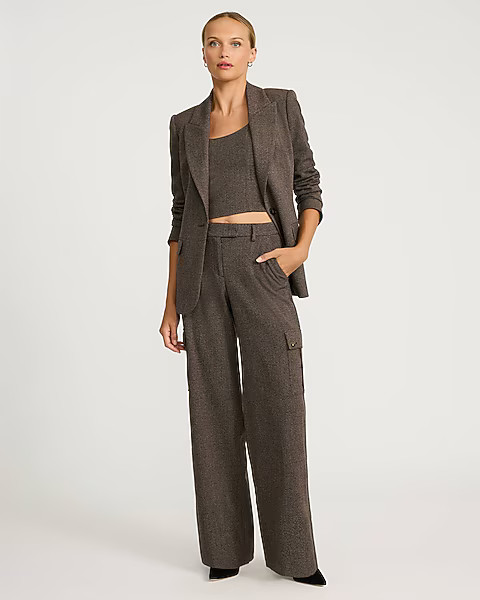 Editor Mini Houndstooth Mid Rise Relaxed Cargo Trouser | Express