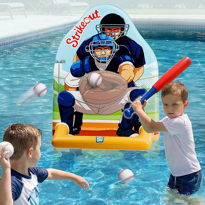 Amazon.com: Funscape Kids Inflatable Baseball Pool Toy, Fun Swimming Pool Soft Ball Toss Game, Ou... | Amazon (US)