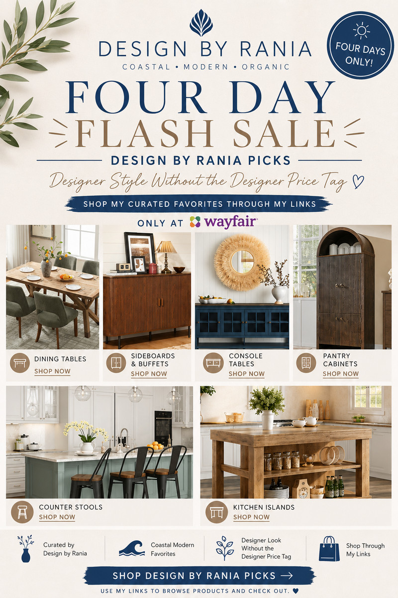 ✨ FOUR DAY FLASH SALE ✨
Designer style without the designer price tag. Shop my favorite coastal modern finds from my Design by Rania Picks collection before the sale ends! 🤍 Dining Tables 🤍 Sideboards 🤍 Pantry Cabinets 🤍 Kitchen Islands 🤍 Counter StoolsTap my links to shop. 

 