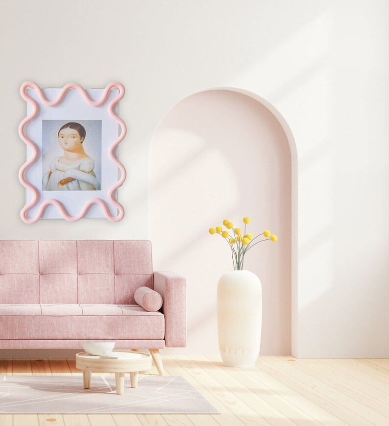 Wavy photo frame,pink rose gold salmon squiggle, blob, Danish pastel aesthetic, kid-friendly, sus... | Etsy (US)