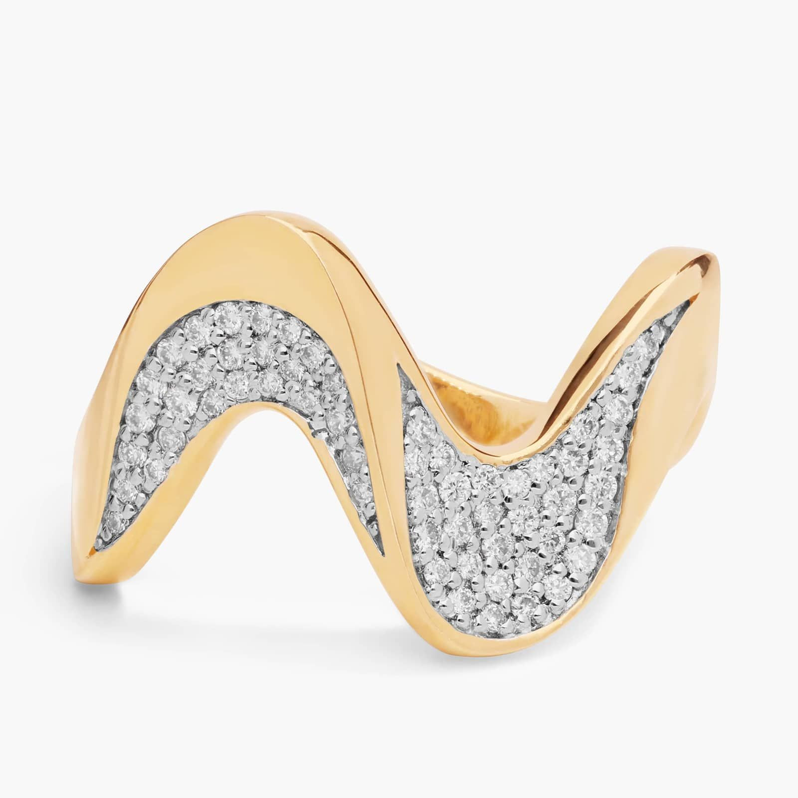 Diamond Wave Fashion Ring in 14k Yellow Gold (1/5 ct. tw.) | Blue Nile