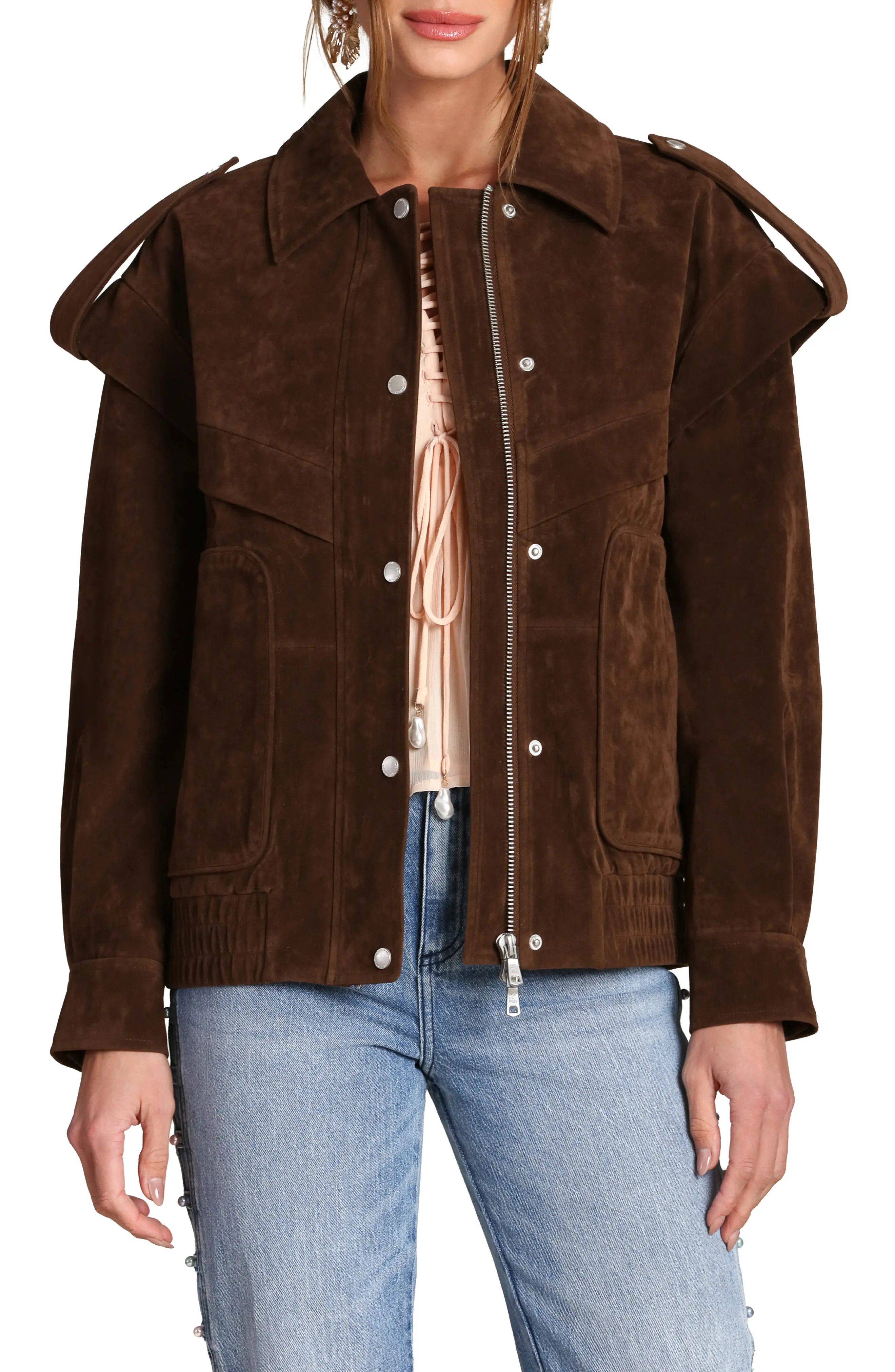 Faux Suede Bomber Jacket (Women) | Nordstrom | Nordstrom