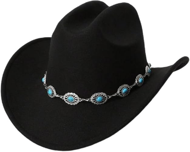 GORGLITTER Women's Cowboy Hat Turquoise Western Trendy Metal Bull Hatband Party Cowgirl Hats Vaca... | Amazon (US)