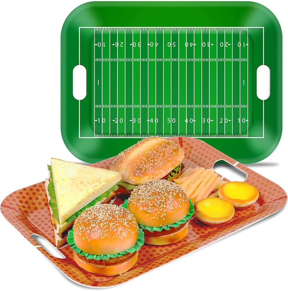 gisgfim 2Pcs Football Serving Trays 16.1 X 11.1 Inch Large Melamine Football Trays Platters with ... | Amazon (US)