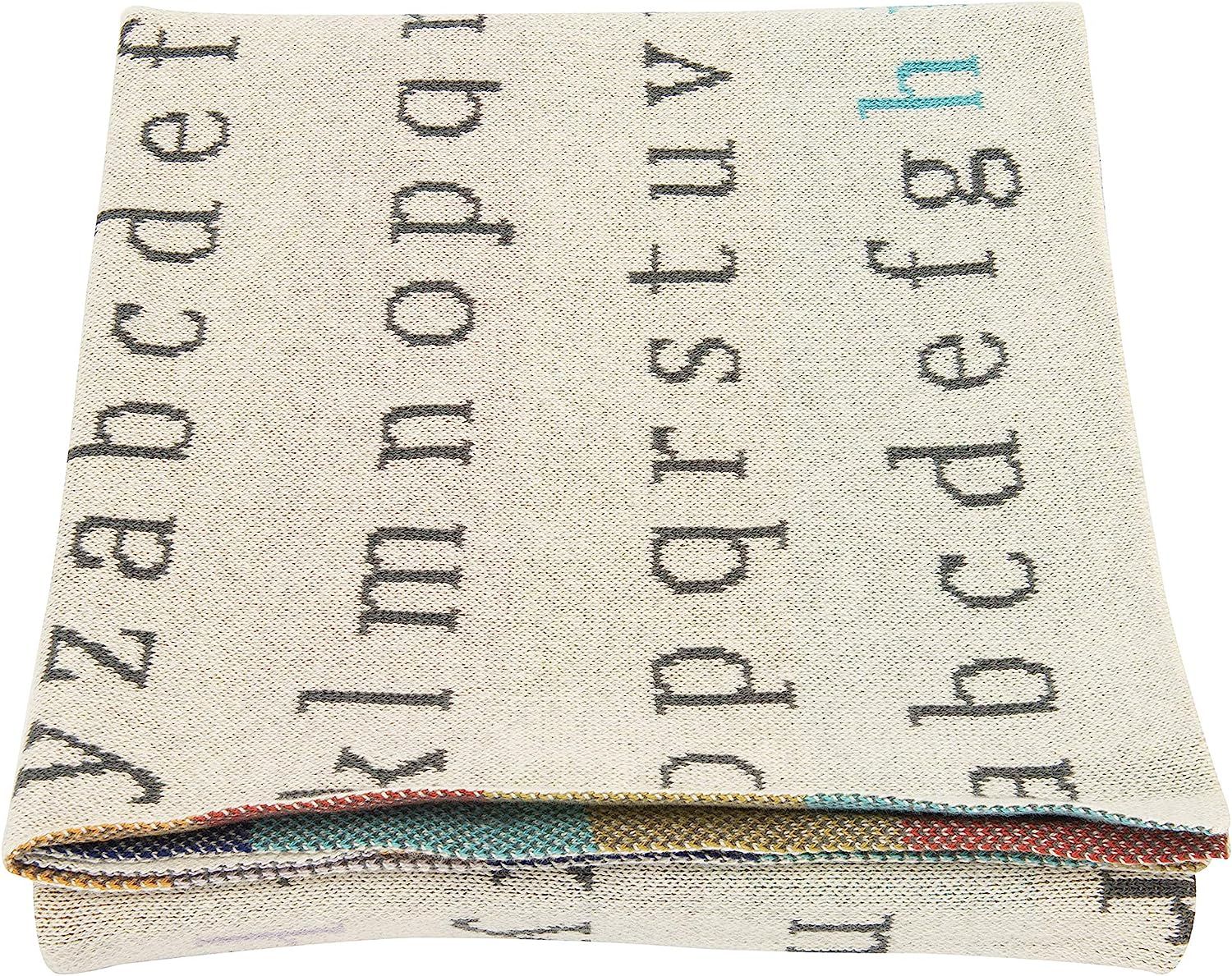Creative Co-op DA8974-1 Multicolor Cotton Knit Alphabet Blanket | Amazon (US)