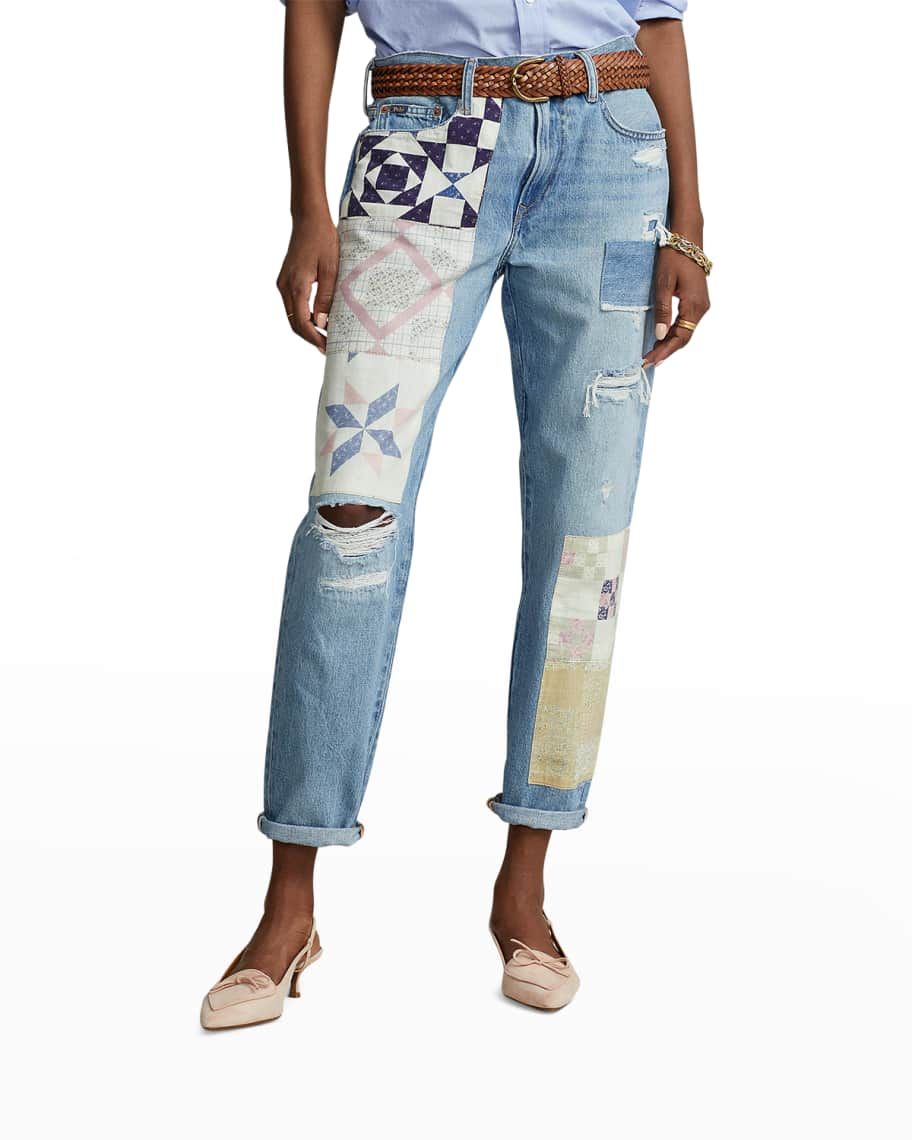 Polo Ralph Lauren Avery Patchwork Boyfriend Ankle Jeans | Neiman Marcus