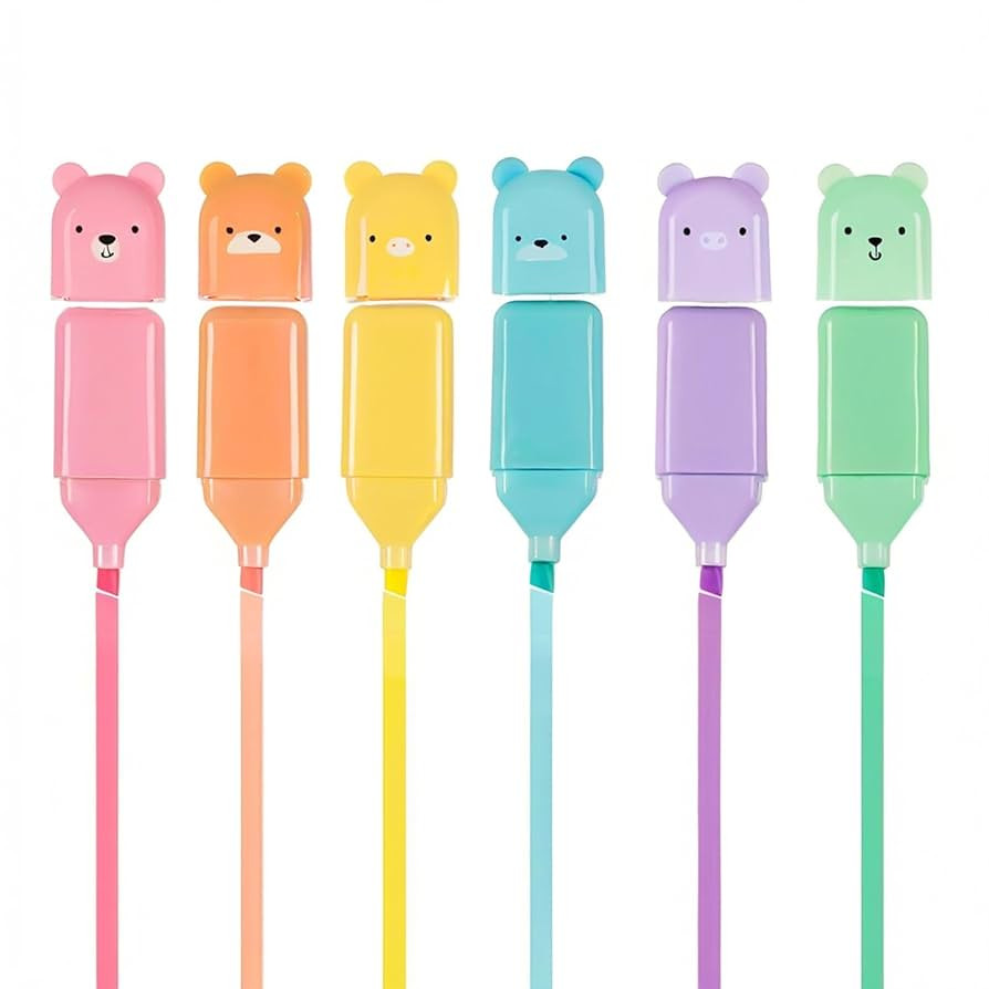 6 Pcs Mini Highlighter Pens, Mini Bear Highlighters Assorted Macaron Colors, Chisel Tip Highlight... | Amazon (US)