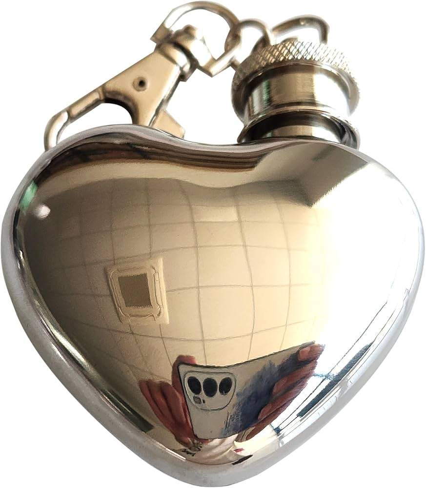 Heart Shaped 1 Oz Keychain Flask Mirror Polished Mini Hip Flask 304 Stainless Steel Snuff Bottle ... | Amazon (US)
