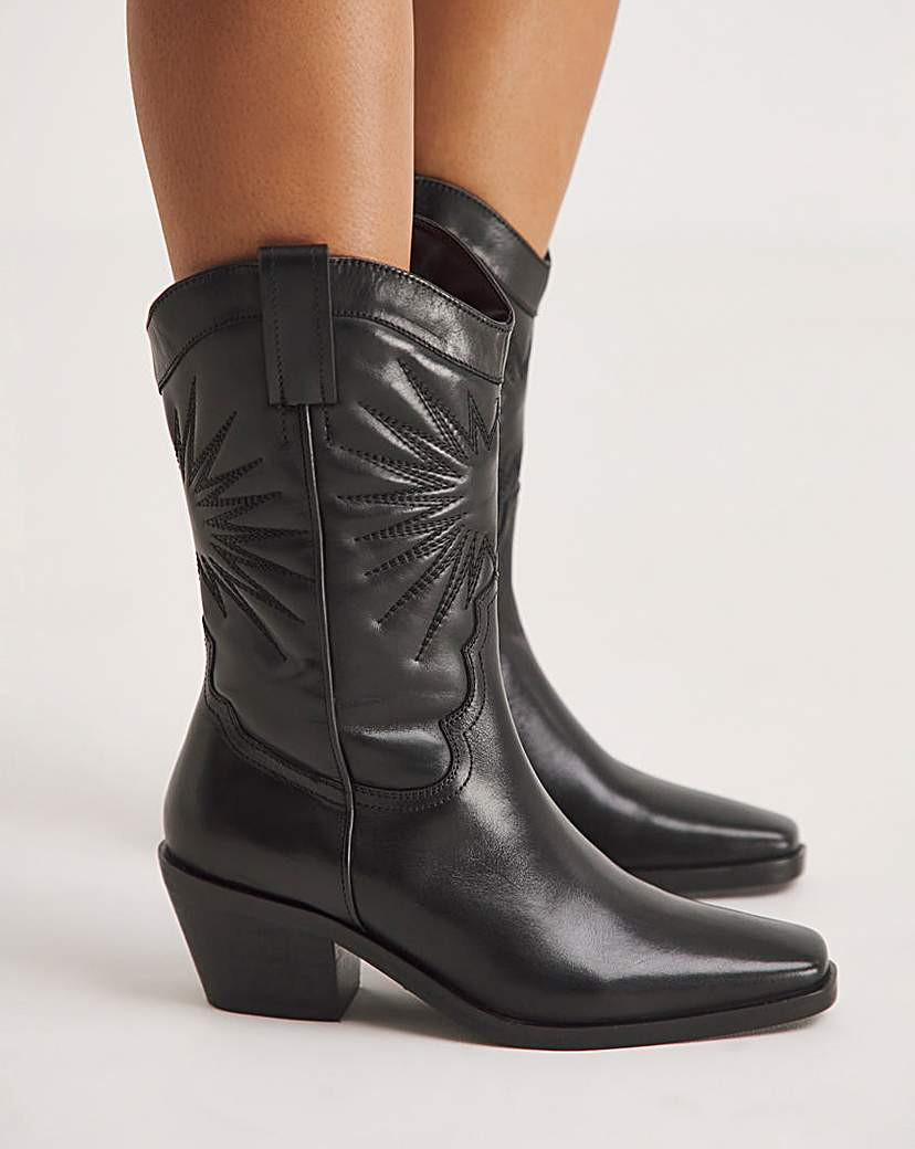 Embroidered Western Calf Boots Wide | Simply Be (UK)