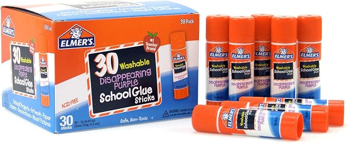 Elmer's Disappearing Purple School Glue, Washable, 30 Pack, 0.24-ounce sticks | Amazon (US)