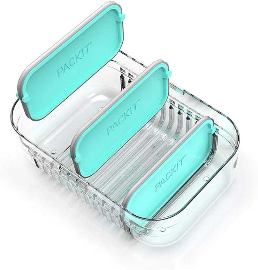 PackIt Mod Lunch Bento Food Storage Container, Mint Green, Shatterproof Crystal Clear Base, with ... | Amazon (US)
