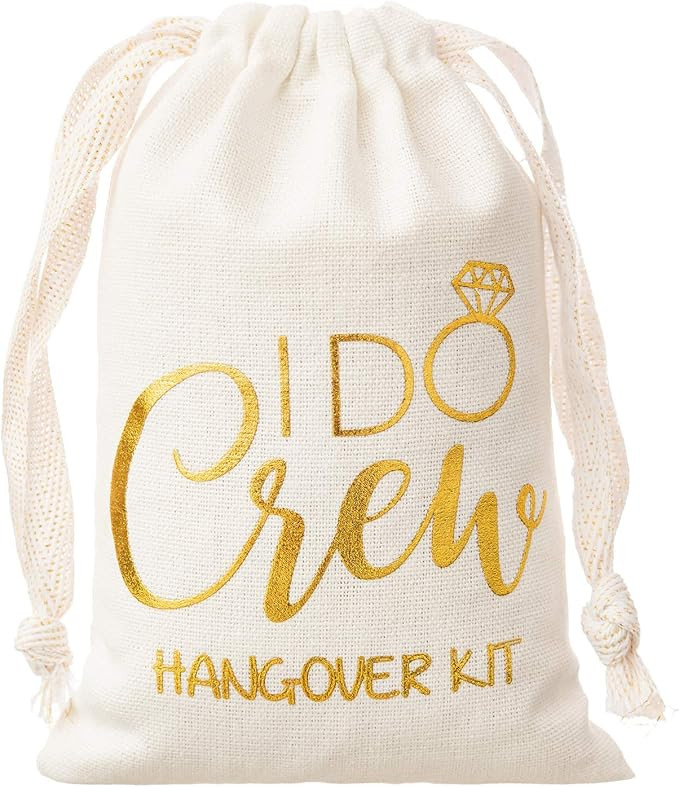 MEJOY 10pcs Wedding Party Favor Bags 4X6 inch Gold Foil Gift Bags,"I Do Crew" Bags,Hangover Kit B... | Amazon (US)