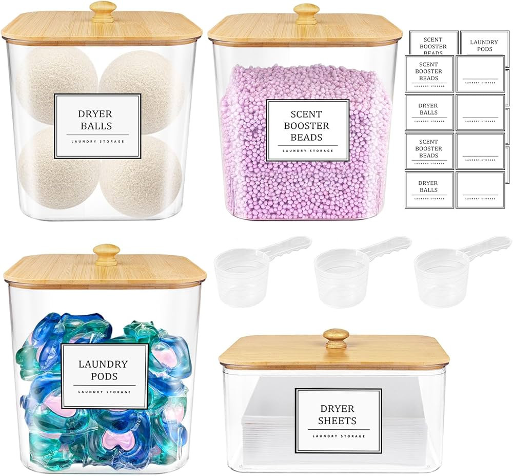 3+1 Pack Laundry Pods Container,Clear Laundry Room Organization Containers,Large Laundry Detergen... | Amazon (US)