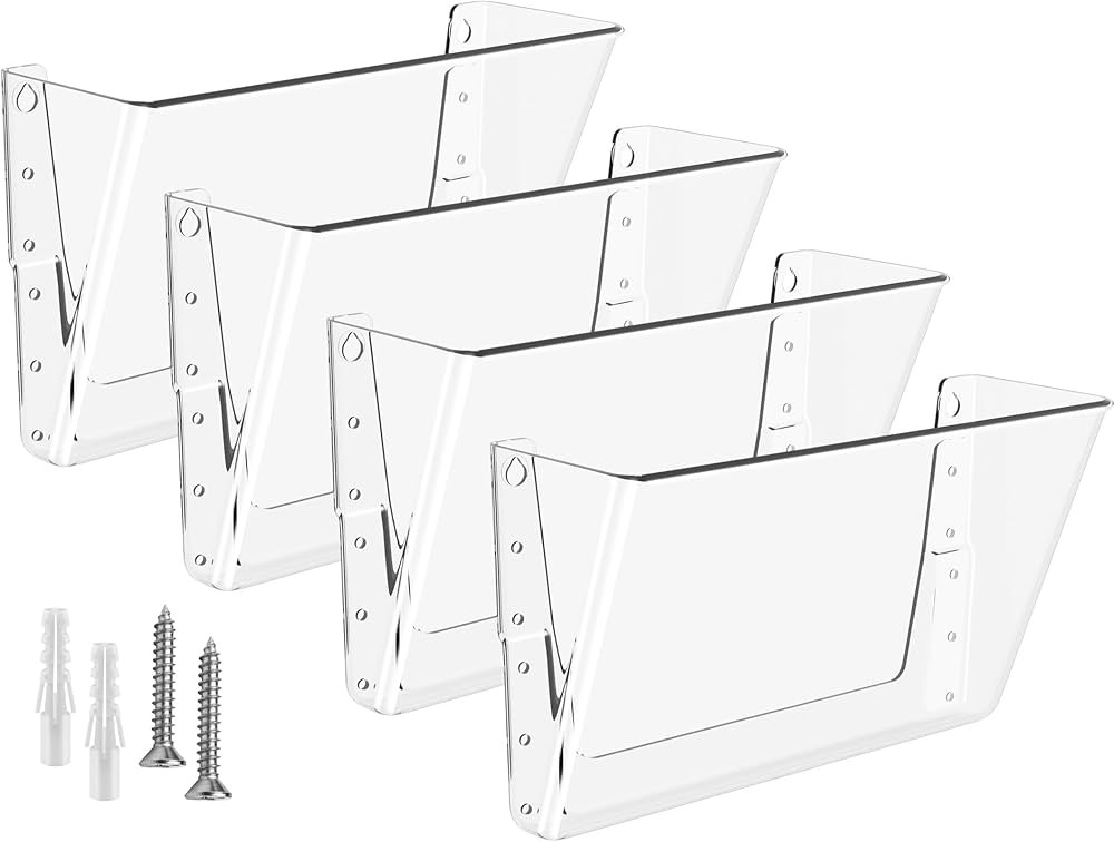 MaxGear Acrylic Wall File Organizer 4 Pockets, Clear Wall Mounted File Holder, Plastic Hanging Pa... | Amazon (US)
