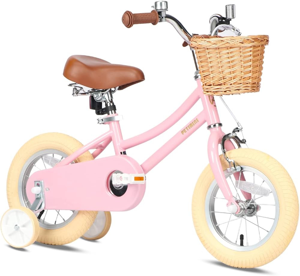 Petimini Girls Bike with Basket for 2-12 Years Old Kids, 12 14 16 18 20 Inch Bicycle with Bell Tr... | Amazon (US)