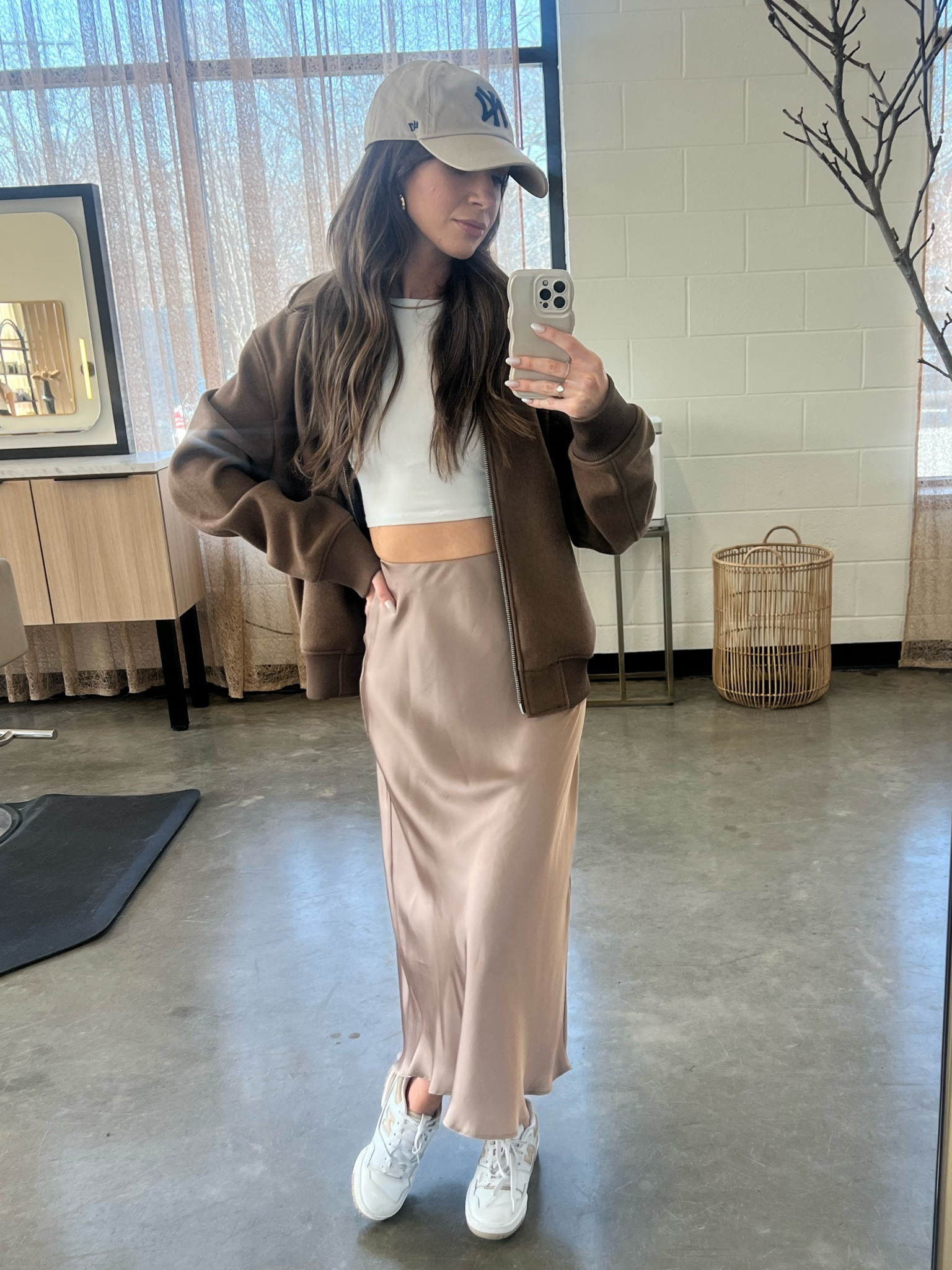 Silk skirt paired with bomber jacket 10/10!

#LTKbeauty #LTKstyletip #LTKfindsunder100