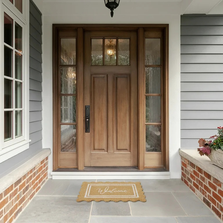 My Texas House Welcome Natural Scalloped Edge and Border Outdoor Coir Doormat, 18" x 30" | Walmart (US)