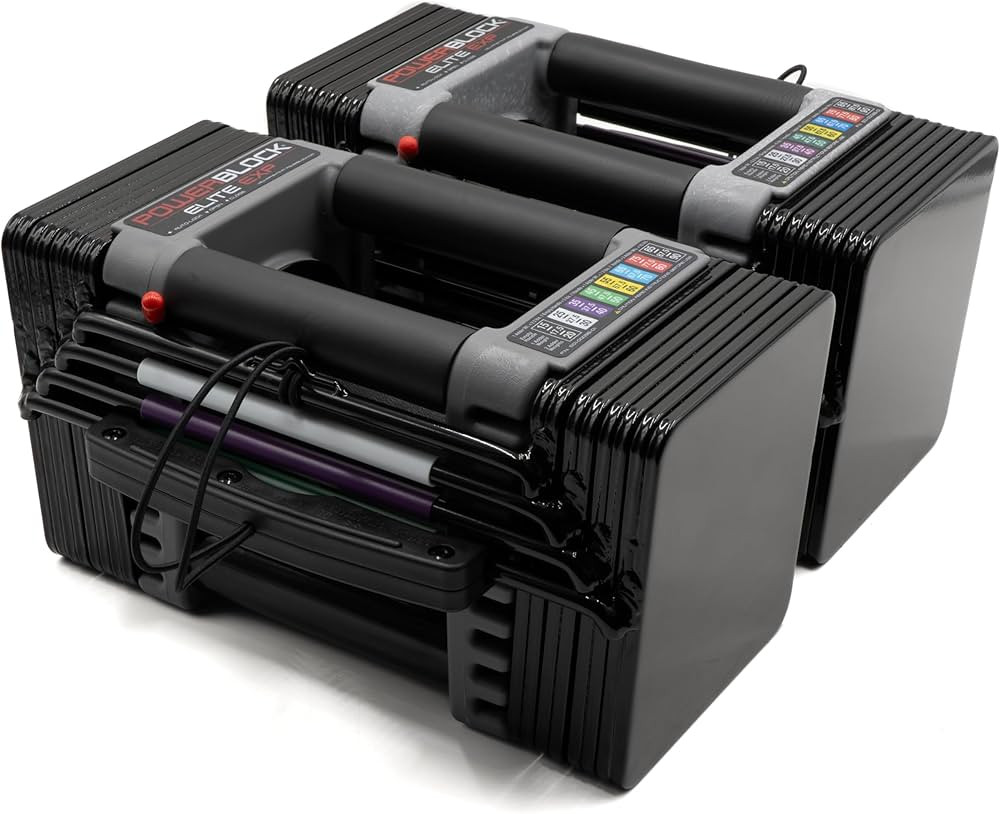 PowerBlock Elite EXP Adjustable Dumbbells, Sold in Pairs, Stage 1, 5-50 lb. Dumbbells, Durable St... | Amazon (US)
