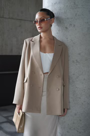 Madison Oversized Blazer - Taupe | MESHKI US