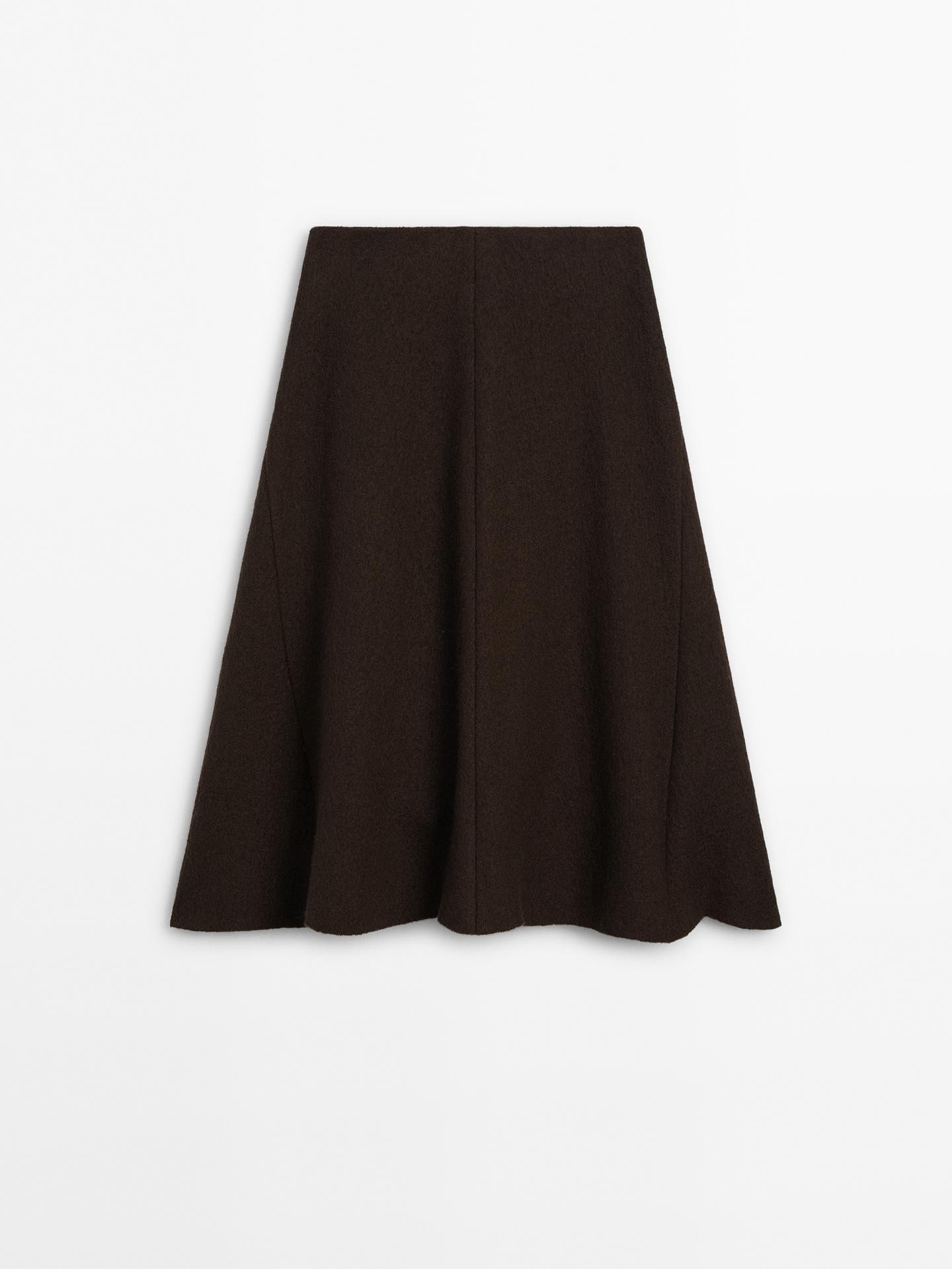 Flared wool blend midi skirt | Massimo Dutti US