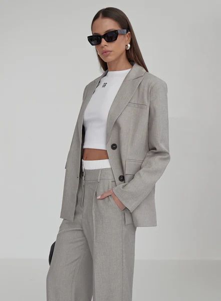 Grey PVE Tailored Oversized Blazer- Taylor | 4th & Reckless