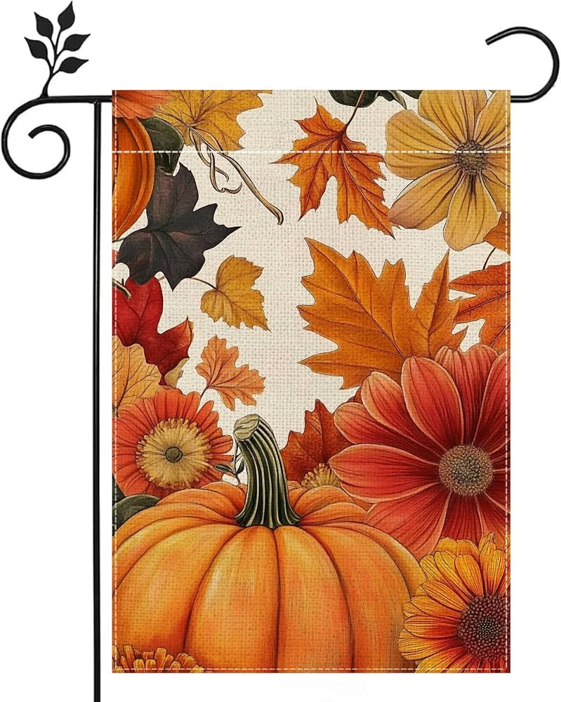 Fall Pumpkin Sunflower Garden Flag Double Sided 12x18 Outdoor Decor | Amazon (US)
