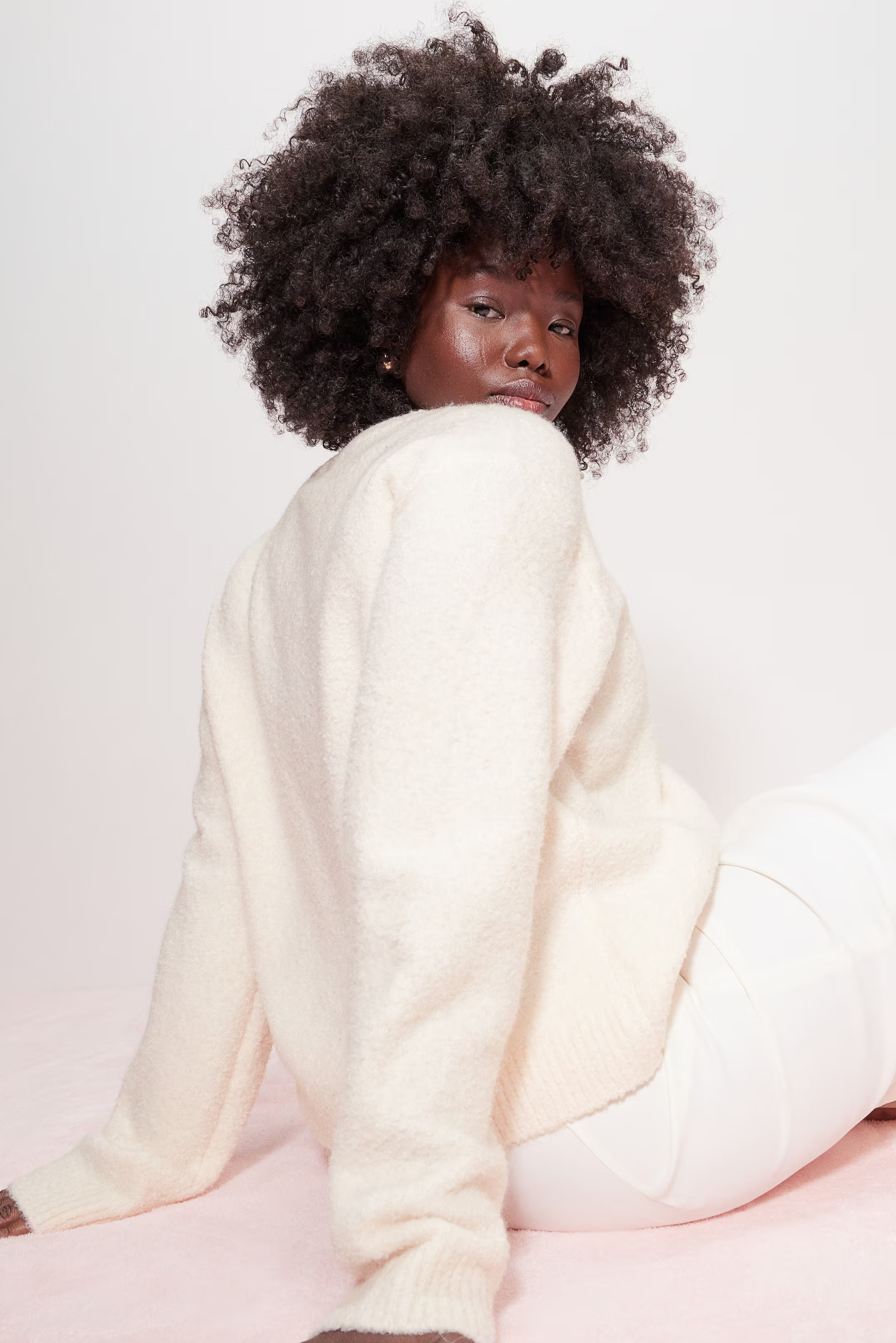 Sweater - Round Neck - Long sleeve - Powder pink - Ladies | H&M US | H&M (US + CA)