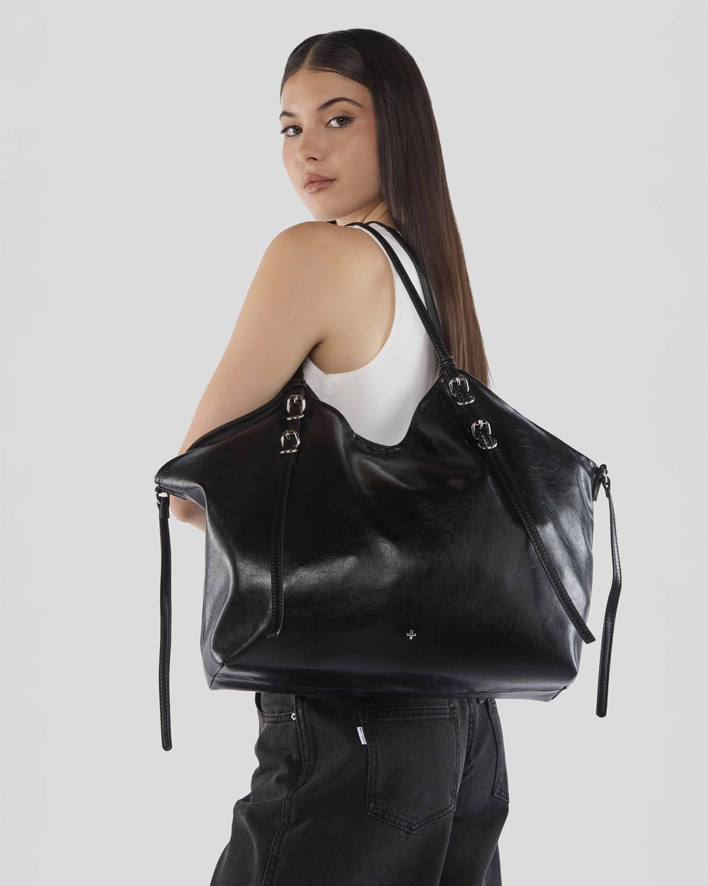 PETA AND JAIN - Steffy Slouchy Tote Bag - Satchels (Black Crinkle) Steffy Slouchy Tote Bag | THE ICONIC (AU & NZ)